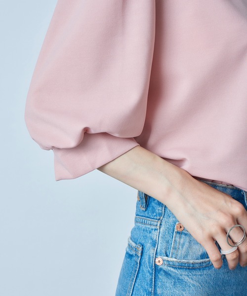 SETUP7（セットアップセブン）の「【SETUP7】ランタンスリーブTシャツ 5分袖 SCCH140 ※（Tシャツ/カットソー・レディース・ブラック/ピンク/ブルー/グリーン・FREE）」の22枚目の写真