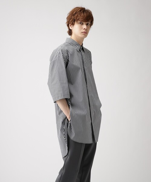 tk.TAKEO KIKUCHI（ティーケータケオキクチ）の「◆バックボタン半袖ロングシャツ（シャツ/ブラウス・メンズ・ブラック/ナチュラル/ブラウン系7/ブルー系2/ブラック系2・66/88）」の7枚目の写真