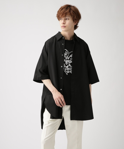 tk.TAKEO KIKUCHI（ティーケータケオキクチ）の「◆バックボタン半袖ロングシャツ（シャツ/ブラウス・メンズ・ブラック/ナチュラル/ブラウン系7/ブルー系2/ブラック系2・66/88）」の8枚目の写真