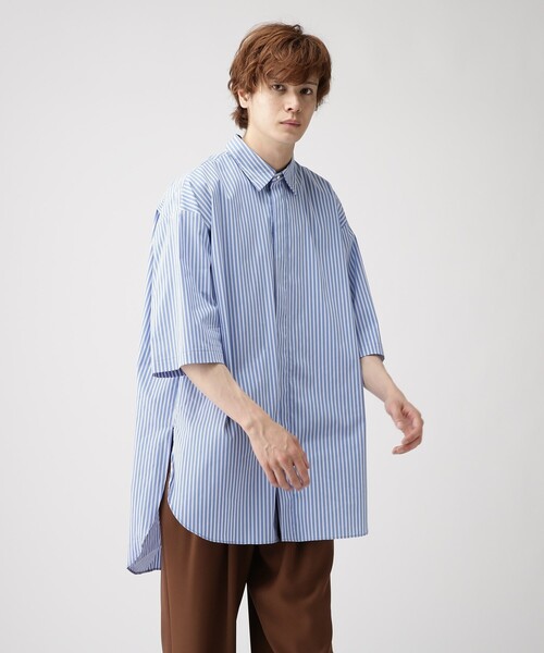 tk.TAKEO KIKUCHI（ティーケータケオキクチ）の「◆バックボタン半袖ロングシャツ（シャツ/ブラウス・メンズ・ブラック/ナチュラル/ブラウン系7/ブルー系2/ブラック系2・66/88）」の9枚目の写真