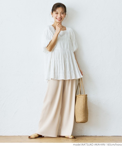 coca（coca）（コカ）の「【ロングタイプ】リブパンツ（その他パンツ・レディース・チャコールグレー/ブラック/カーキ/ブルー/アイボリー/グレイッシュベージュ・ONE SIZE）」の15枚目の写真