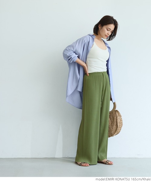 coca（coca）（コカ）の「【ロングタイプ】リブパンツ（その他パンツ・レディース・チャコールグレー/ブラック/カーキ/ブルー/アイボリー/グレイッシュベージュ・ONE SIZE）」の16枚目の写真