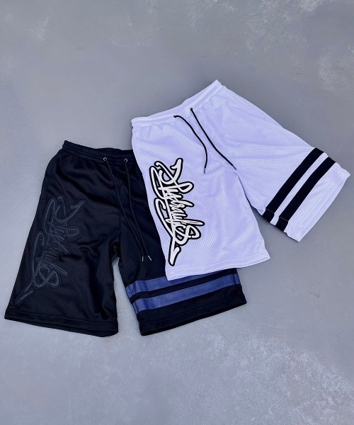 XU（エックスユー）の「【XU×BLANKY JET/ブランキージェット】good bye hiphop MESH SHORTS/メッシュショーツ ハーフパンツ セットアップ 90年代 00年代 オーバーサイズ ホッケーセットアップ（その他パンツ・メンズ・ホワイト/ブラック・L/XL）」の4枚目の写真