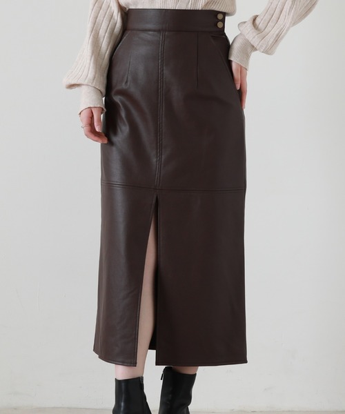 Cheek（チーク）の「レザータイトスカート（スカート・レディース・ブラック/ブラウン/ベージュ・SMALL/MEDIUM）」の2枚目の写真