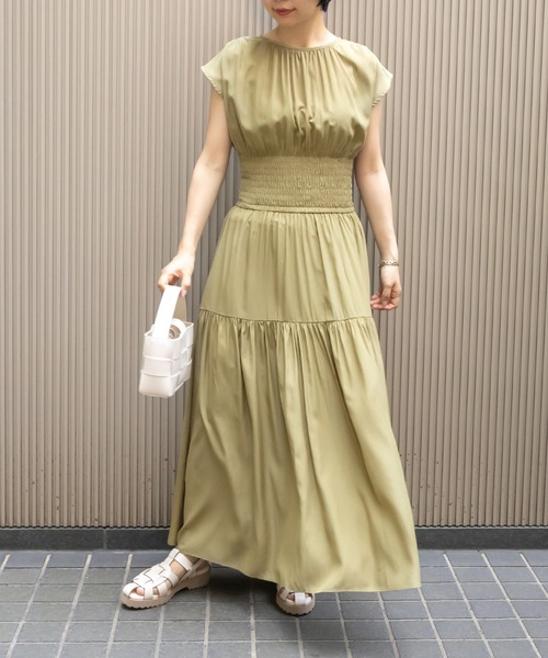 RANDA（ランダ）の「ウエストシャーリングワンピース（ワンピース・レディース・グリーン/ネイビー/パープル・1/0）」の2枚目の写真