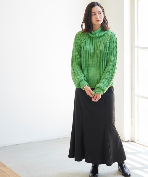 BELLUNA PLUS(ベルーナ)の「ロールアップロービングニット(ニット/セーター・レディース・ベージュ/グリーン/ラベンダー・MEDIUM)」の19枚目の写真