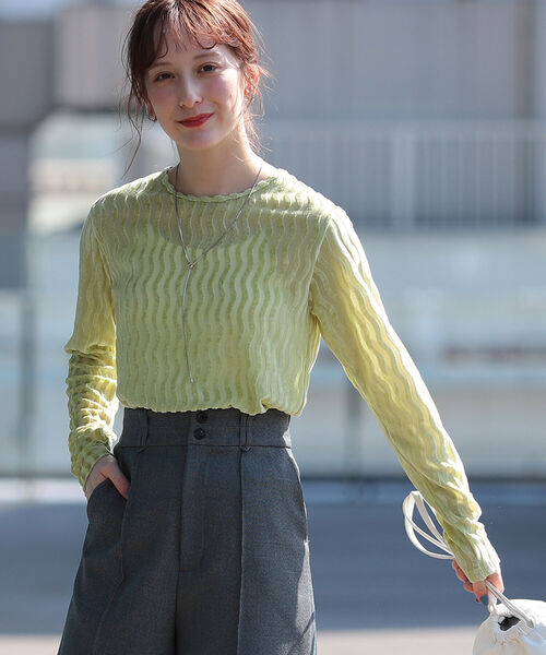 Ray BEAMS（レイビームス）の「Ray BEAMS / オパール ストライプ クルーネック Tシャツ（Tシャツ/カットソー・レディース・ホワイト/グリーン/ブルー・ONE SIZE）」の16枚目の写真