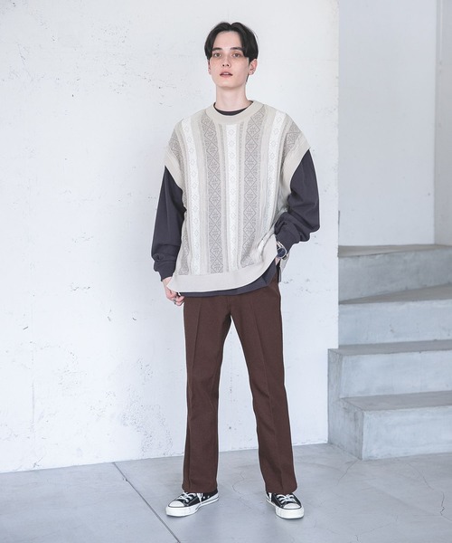 RAGEBLUE（レイジブルー）の「メランジーンズフレアパンツ（スラックス・メンズ・ブラック/ブラウン/グレー/オリーブ/マスタード・MEDIUM/LARGE）」の18枚目の写真