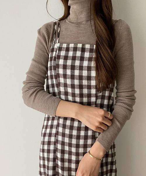 callautia（カラウティア）の「チェックIラインキャミワンピース（ワンピース・レディース・キャメル/ブラウン/ブルー・MEDIUM/SMALL/LARGE/X-LARGE）」の10枚目の写真