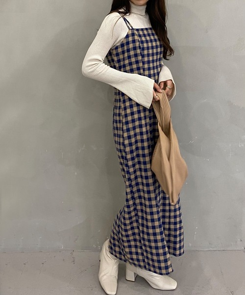 callautia（カラウティア）の「チェックIラインキャミワンピース（ワンピース・レディース・キャメル/ブラウン/ブルー・MEDIUM/SMALL/LARGE/X-LARGE）」の15枚目の写真