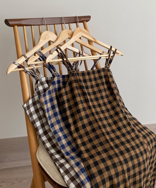 callautia（カラウティア）の「チェックIラインキャミワンピース（ワンピース・レディース・キャメル/ブラウン/ブルー・MEDIUM/SMALL/LARGE/X-LARGE）」の17枚目の写真