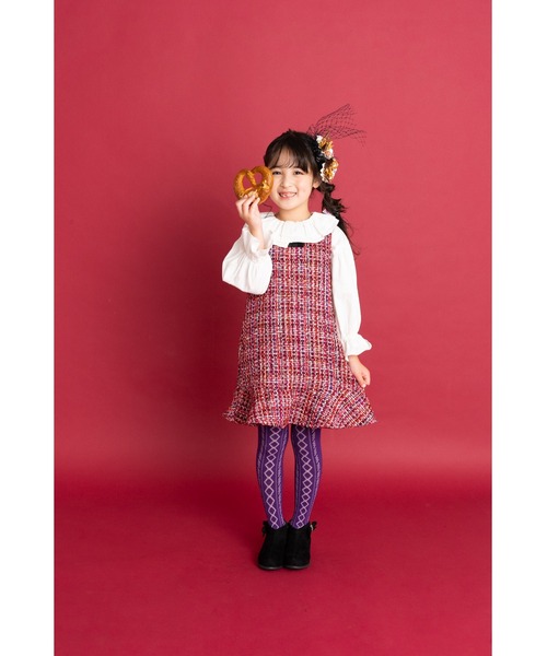 nino（ニノ）の「ジャンスカ ミックスツイード（ジャンパースカート