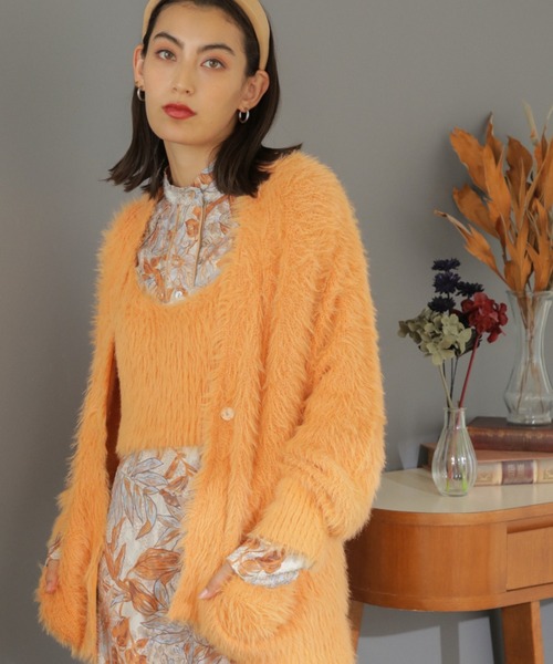 ROSE BUD（ローズバッド）の「フェザーヤーンカーデ（カーディガン/ボレロ・レディース・ホワイト/ブラック/ピンク/オレンジ/ブルー/グリーン/ボルドー・FREE）」の7枚目の写真