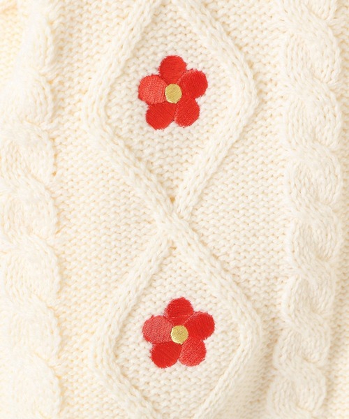 LOWRYS FARM（ローリーズファーム）の「フラワーシシュウニットカーディガン　356924（カーディガン/ボレロ・キッズ・アイボリー/ネイビー/オレンジ・110cm/120cm/130cm/140cm/150cm）」の11枚目の写真