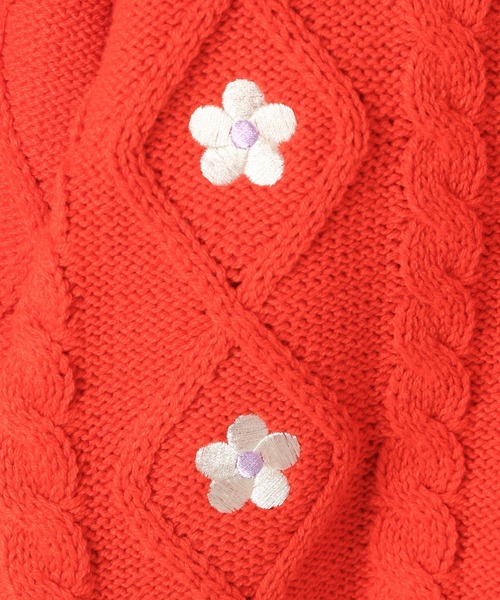 LOWRYS FARM（ローリーズファーム）の「フラワーシシュウニットカーディガン　356924（カーディガン/ボレロ・キッズ・アイボリー/ネイビー/オレンジ・110cm/120cm/130cm/140cm/150cm）」の12枚目の写真