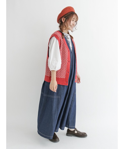 Samansa Mos2（サマンサ モスモス）の「◎デニムステッチワークジャンパースカート（ワンピース・レディース・サックスブルー/ブルー・ﾌﾘ-）」の17枚目の写真