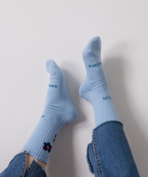 CIAOPANIC TYPY(チャオパニックティピー)の「【靴下屋×TYPY】フラワーロゴクルーソックス(ソックス/靴下・レディース・オフホワイト/サックスブルー・ONE SIZE)」の22枚目の写真