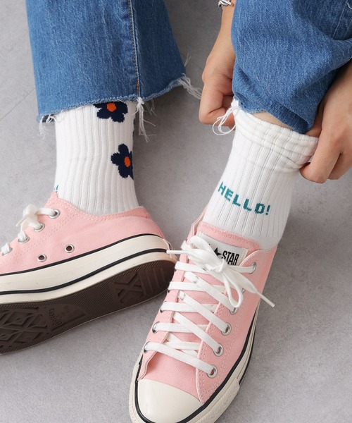 CIAOPANIC TYPY(チャオパニックティピー)の「【靴下屋×TYPY】フラワーロゴクルーソックス(ソックス/靴下・レディース・オフホワイト/サックスブルー・ONE SIZE)」の20枚目の写真