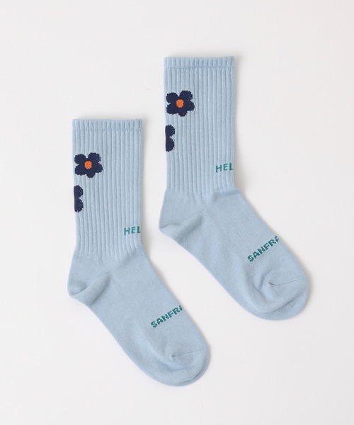CIAOPANIC TYPY(チャオパニックティピー)の「【靴下屋×TYPY】フラワーロゴクルーソックス(ソックス/靴下・レディース・オフホワイト/サックスブルー・ONE SIZE)」の5枚目の写真