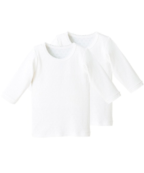 combimini(コンビミニ)の「レース8分袖Tシャツ2枚組(Tシャツ/カットソー・キッズ・キナリ/オフホワイト/ホワイト・130/100/110/120/80/90/140)」の5枚目の写真