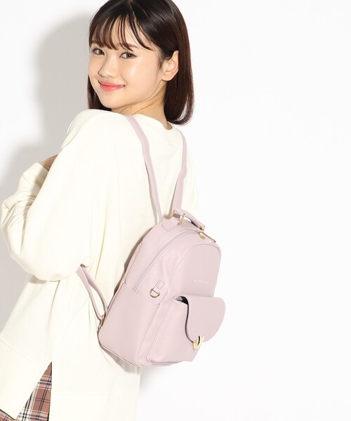 ハート金具フェイクレザーミニリュック バックパック リュック Pink Latte ピンクラテ のファッション通販 Zozotown