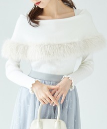 tocco closet | ファー付きケープライク袖口フリルリブニットプルオーバー(ニット/セーター)