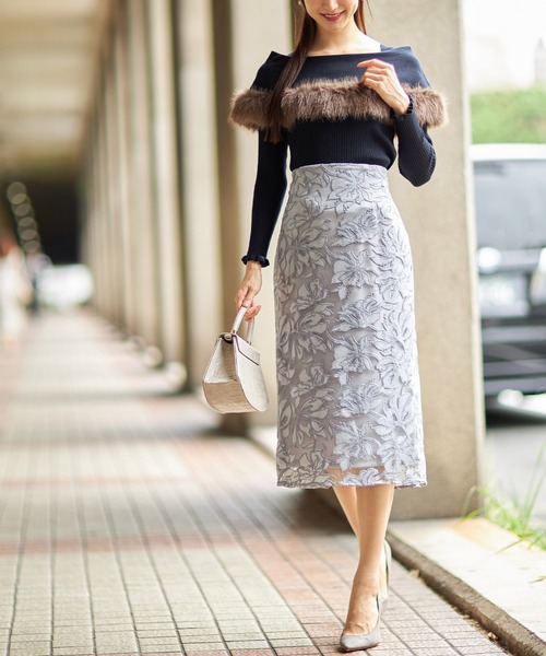 ファー付きケープライク袖口フリルリブニットプルオーバー（ニット/セーター）｜tocco closet（トッコ クローゼット）