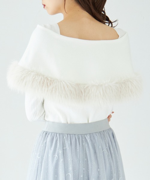 ファー付きケープライク袖口フリルリブニットプルオーバー（ニット/セーター）｜tocco closet（トッコ クローゼット）