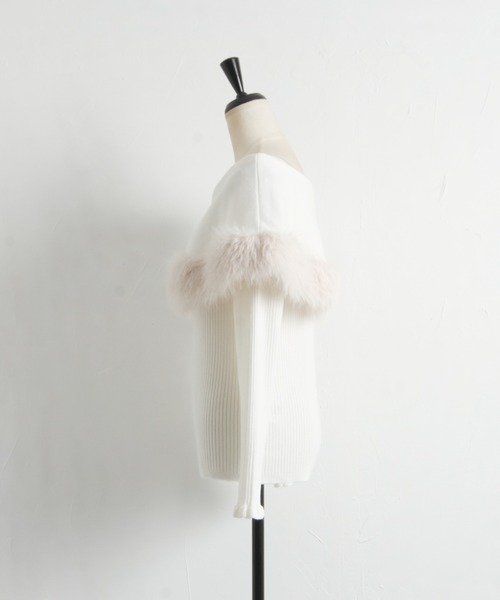 ファー付きケープライク袖口フリルリブニットプルオーバー（ニット/セーター）｜tocco closet（トッコ クローゼット）