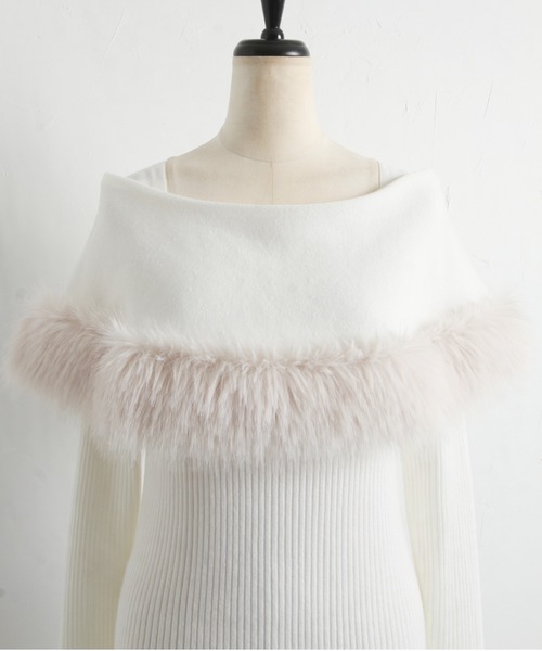 ファー付きケープライク袖口フリルリブニットプルオーバー（ニット/セーター）｜tocco closet（トッコ クローゼット）