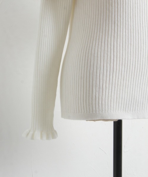 ファー付きケープライク袖口フリルリブニットプルオーバー（ニット/セーター）｜tocco closet（トッコ クローゼット）