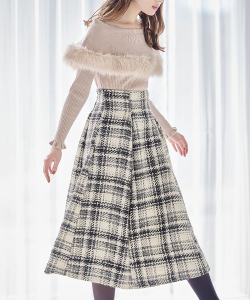 ファー付きケープライク袖口フリルリブニットプルオーバー（ニット/セーター）｜tocco closet（トッコ クローゼット）