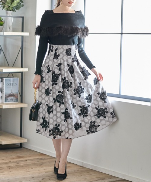 ファー付きケープライク袖口フリルリブニットプルオーバー（ニット/セーター）｜tocco closet（トッコ クローゼット）