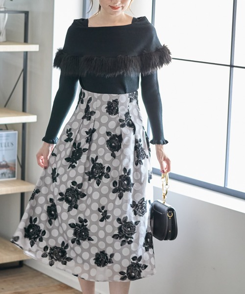 ファー付きケープライク袖口フリルリブニットプルオーバー（ニット/セーター）｜tocco closet（トッコ クローゼット）