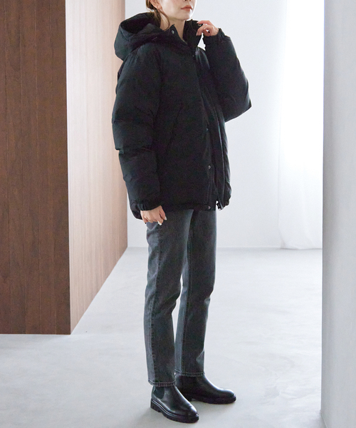 SLOBE IENA（スローブイエナ）の「中綿フードブルゾン（ダウンジャケット/コート・レディース・ブラック/ナチュラル/カーキ・FREE）」の4枚目の写真