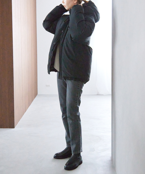 SLOBE IENA（スローブイエナ）の「中綿フードブルゾン（ダウンジャケット/コート・レディース・ブラック/ナチュラル/カーキ・FREE）」の7枚目の写真
