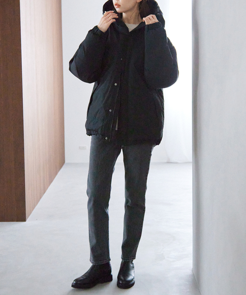 SLOBE IENA（スローブイエナ）の「中綿フードブルゾン（ダウンジャケット/コート・レディース・ブラック/ナチュラル/カーキ・FREE）」の8枚目の写真