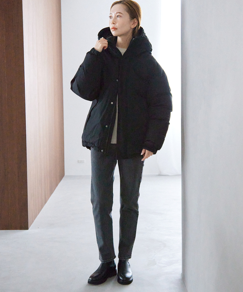 SLOBE IENA（スローブイエナ）の「中綿フードブルゾン（ダウンジャケット/コート・レディース・ブラック/ナチュラル/カーキ・FREE）」の9枚目の写真