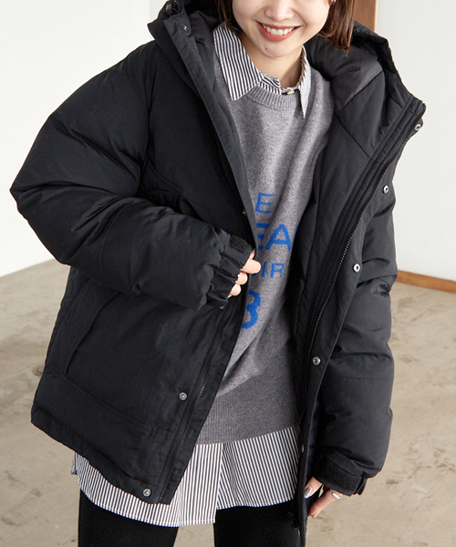 SLOBE IENA（スローブイエナ）の「中綿フードブルゾン（ダウンジャケット/コート・レディース・ブラック/ナチュラル/カーキ・FREE）」の15枚目の写真