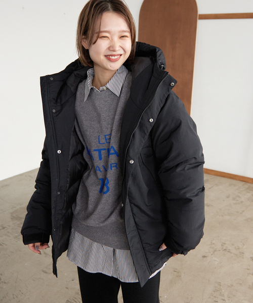 SLOBE IENA（スローブイエナ）の「中綿フードブルゾン（ダウンジャケット/コート・レディース・ブラック/ナチュラル/カーキ・FREE）」の16枚目の写真