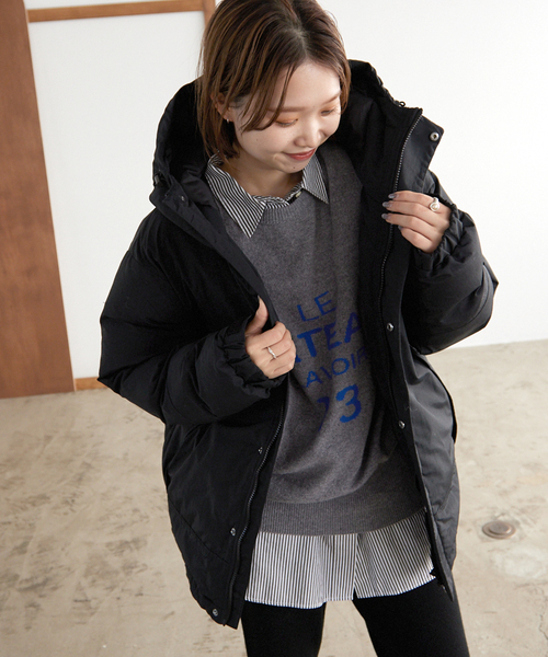 SLOBE IENA（スローブイエナ）の「中綿フードブルゾン（ダウンジャケット/コート・レディース・ブラック/ナチュラル/カーキ・FREE）」の18枚目の写真