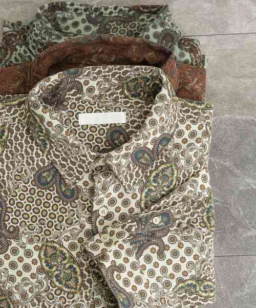 SENSE OF PLACE by URBAN RESEARCH(センスオブプレイスバイアーバンリサーチ)の「コモンペイズリールーズシャツ(シャツ/ブラウス・メンズ・ベージュ/ブラウン/ミント・MEDIUM/LARGE)」の3枚目の写真