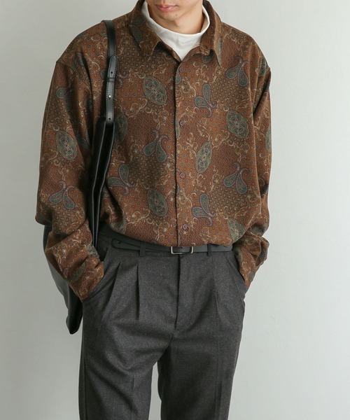 SENSE OF PLACE by URBAN RESEARCH(センスオブプレイスバイアーバンリサーチ)の「コモンペイズリールーズシャツ(シャツ/ブラウス・メンズ・ベージュ/ブラウン/ミント・MEDIUM/LARGE)」の2枚目の写真