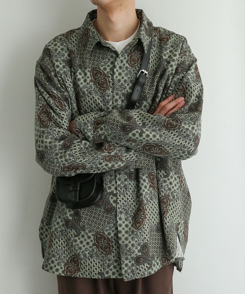 SENSE OF PLACE by URBAN RESEARCH(センスオブプレイスバイアーバンリサーチ)の「コモンペイズリールーズシャツ(シャツ/ブラウス・メンズ・ベージュ/ブラウン/ミント・MEDIUM/LARGE)」の5枚目の写真