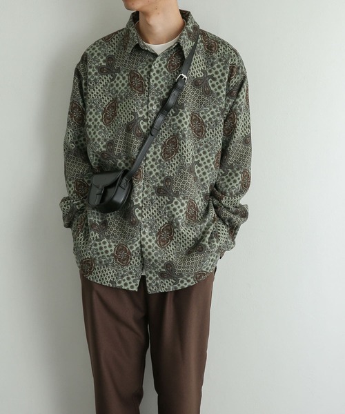 SENSE OF PLACE by URBAN RESEARCH(センスオブプレイスバイアーバンリサーチ)の「コモンペイズリールーズシャツ(シャツ/ブラウス・メンズ・ベージュ/ブラウン/ミント・MEDIUM/LARGE)」の7枚目の写真