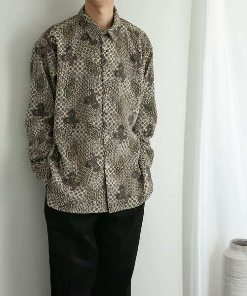 SENSE OF PLACE by URBAN RESEARCH(センスオブプレイスバイアーバンリサーチ)の「コモンペイズリールーズシャツ(シャツ/ブラウス・メンズ・ベージュ/ブラウン/ミント・MEDIUM/LARGE)」の19枚目の写真