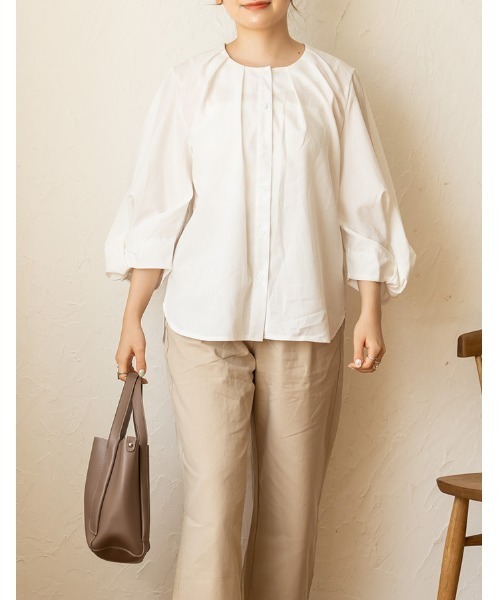 chocomee（チョコミー）の「volume sleeve blouse/ボリュームスリーブブラウス（シャツ/ブラウス・レディース・ホワイト・FREE）」の9枚目の写真