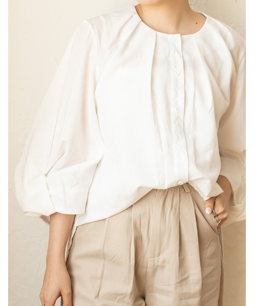 chocomee（チョコミー）の「volume sleeve blouse/ボリュームスリーブブラウス（シャツ/ブラウス・レディース・ホワイト・FREE）」の8枚目の写真