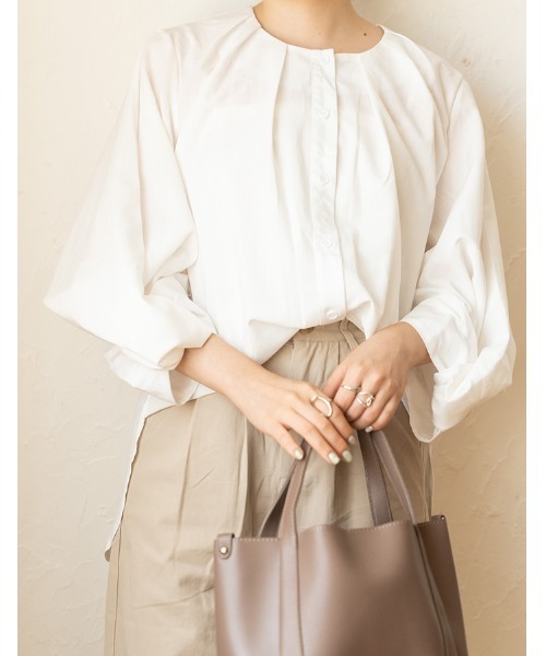 chocomee（チョコミー）の「volume sleeve blouse/ボリュームスリーブブラウス（シャツ/ブラウス・レディース・ホワイト・FREE）」の7枚目の写真