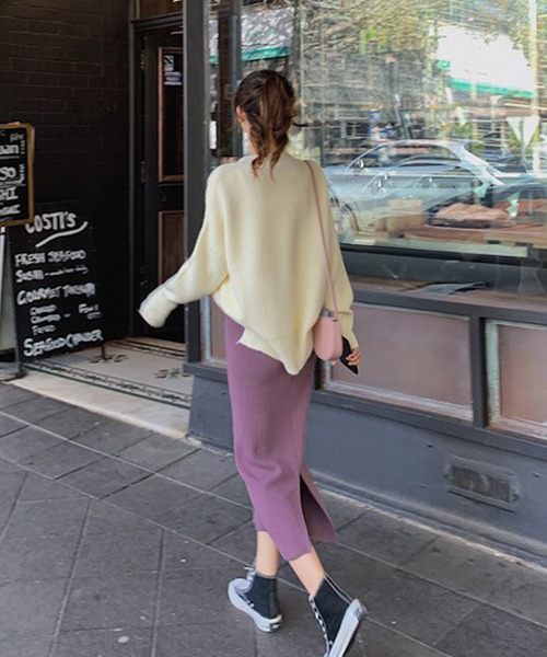 Chaco closet(チャコ クローゼット)の「ニットスリットナロースカート(スカート・レディース・グレー/ブラック/グリーン/パープル・FREE)」の16枚目の写真